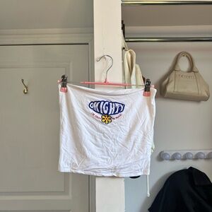 White Graphic Tube Top